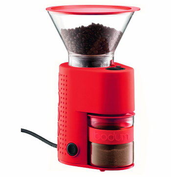Electric Powered Push Button Coffee Grinder In Red