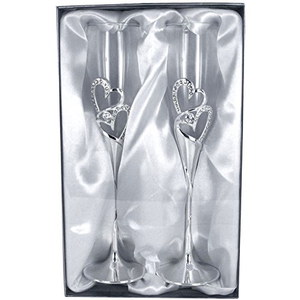 Personalised Wedding Champagne Flutes On Smooth Silk Bed