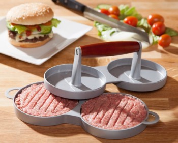 Grooved Burger Press Patty In Grey With Red Handle
