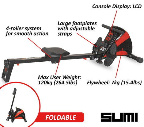 Rowing Machine In Black And Red Finish