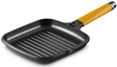 Black Induction Grill Pan With Orange Grip