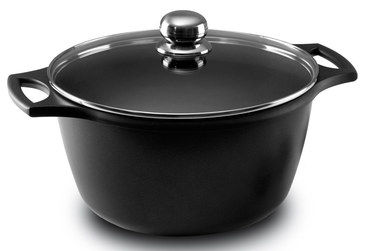 7.5L Castey Round Casserole Pan With Lid In Black