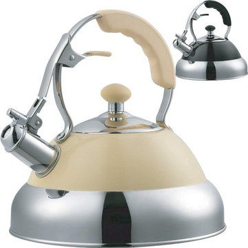 Steel Whistling Hot Water Kettle With Cream Exterior