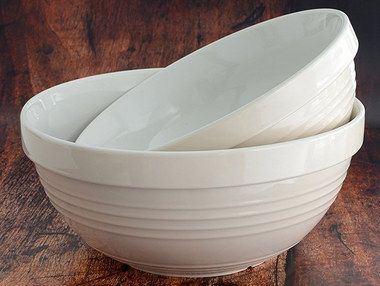 Hand-Crafted Stone-Ware Mixing Bowls In White