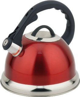 Retro Stainless Steel Whistling Kettle In Red