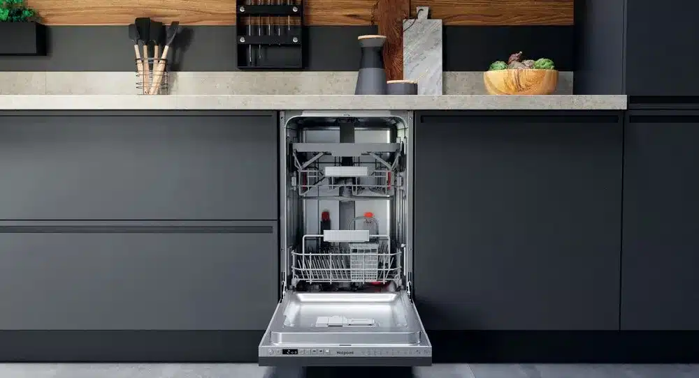 New Narrow Dishwasher In Stylish Kitchen