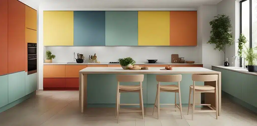 Fashionable Colourful Kitchen Zone