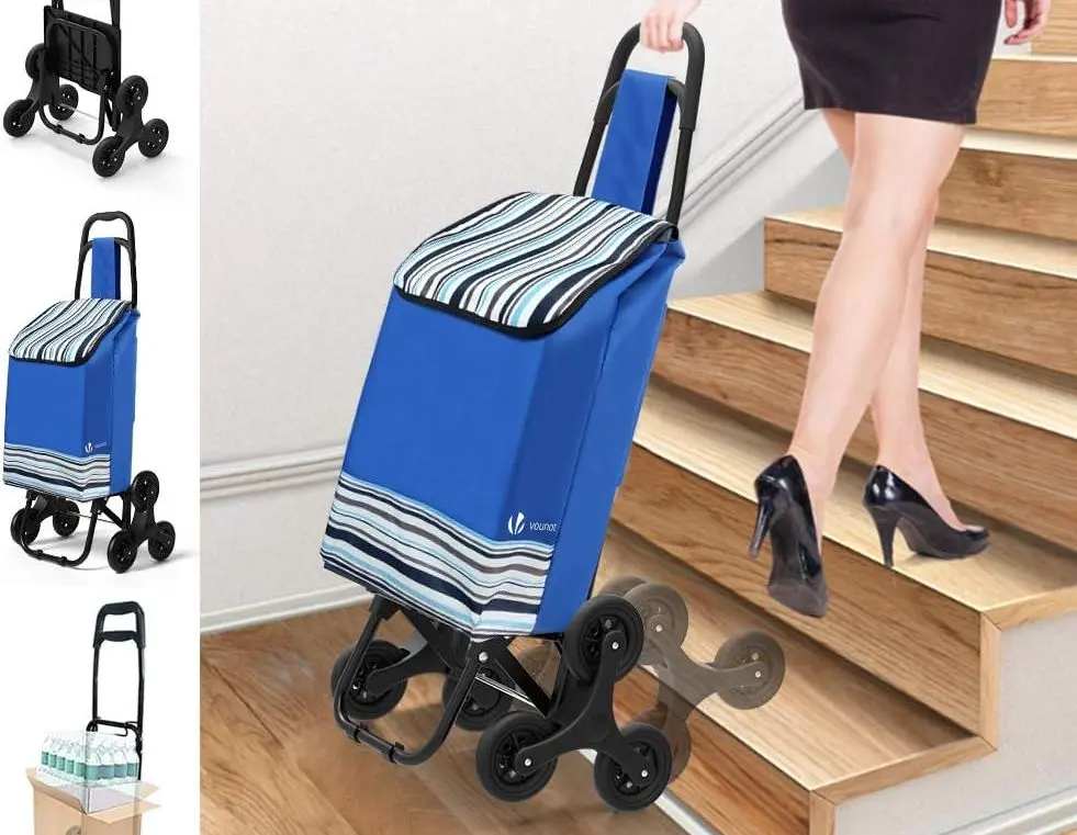 Vounot Stair Climbing Shopping Cart In Blue