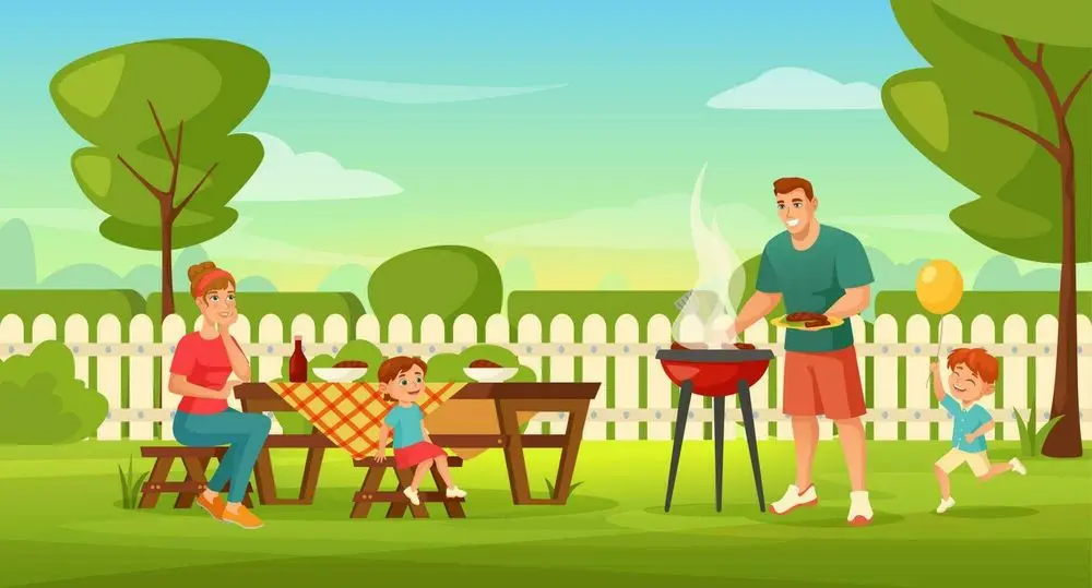 Garden Barbecue Cooking Vector