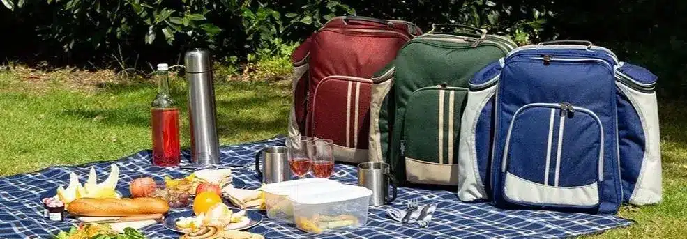 Picnic Rucksacks With Blanket In Red, Blue, Green