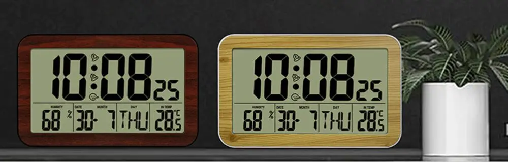 Small Digital Clock Wood Style