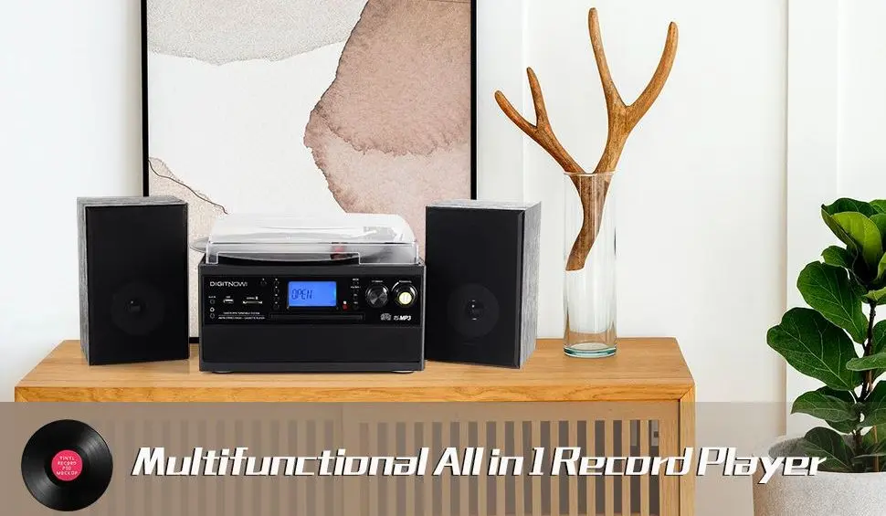 DigitNow Bluetooth Vinyl Stereo Record Player 2 Speakers