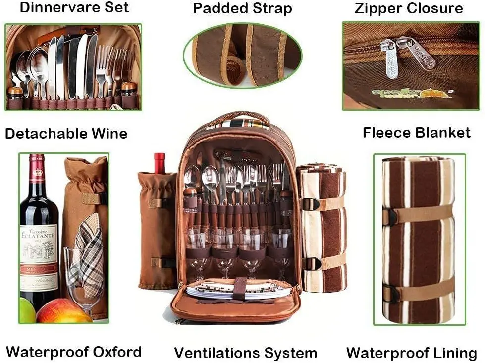 HapTim Picnic Rucksack Bag With Blanket