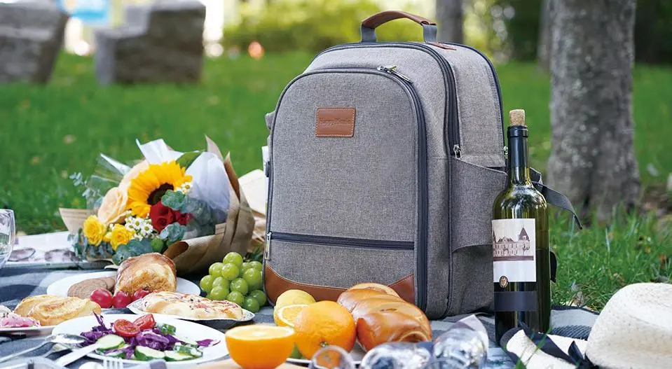 HappyPicnic Insulated Picnic Backpack With Red Wine