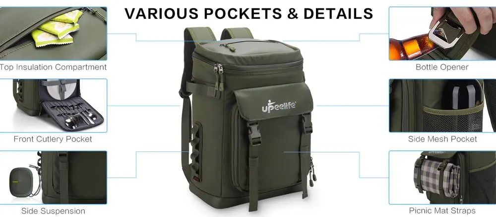 Upeelife Picnic Backpack With Cutlery Zone