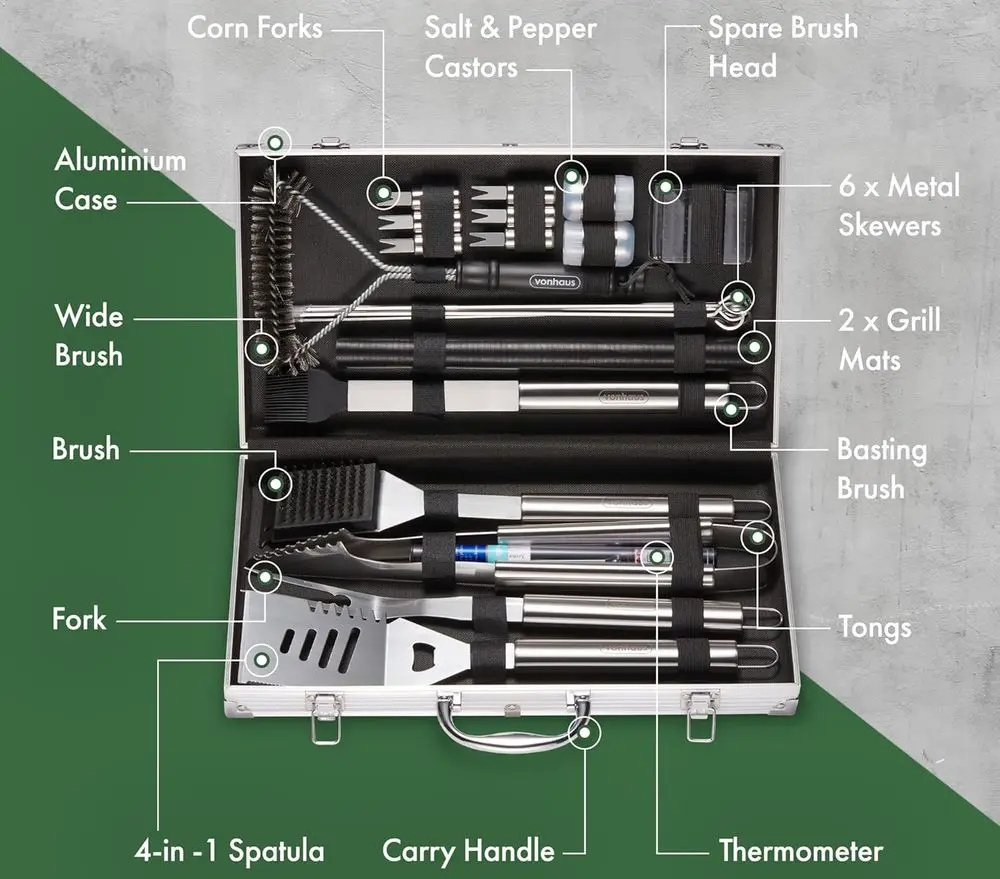 Steel VonHaus Utensils x25 BBQ Tool Set