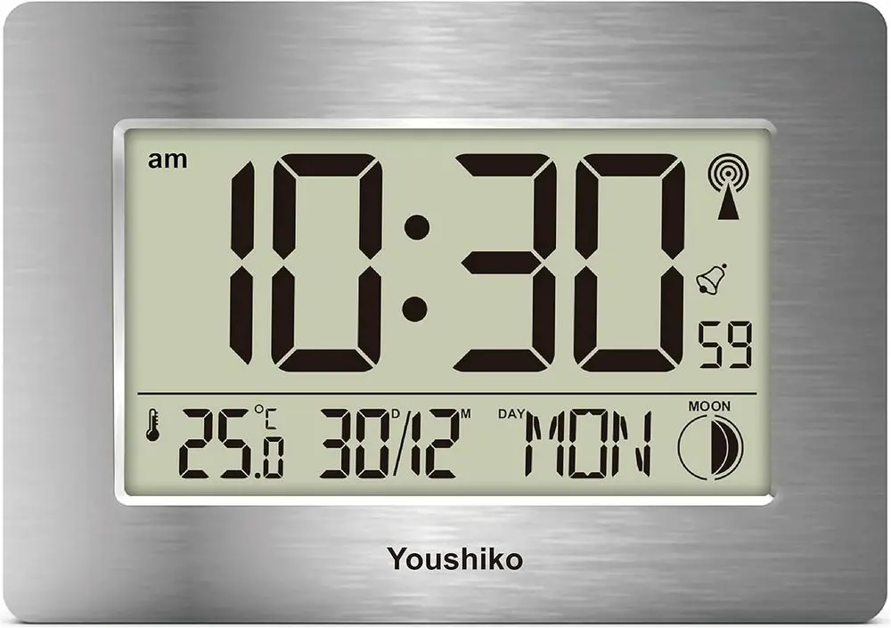 Youshiko (Official UK) Radio Controlled Clock Grey