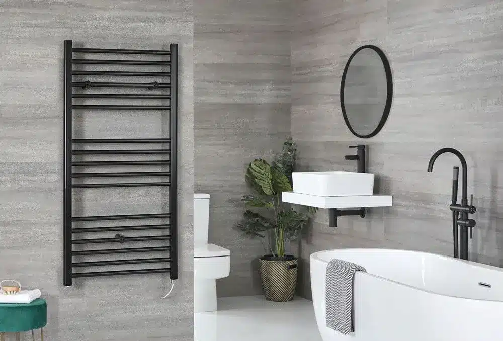 Electric Towel Radiator With Thermostat In Black