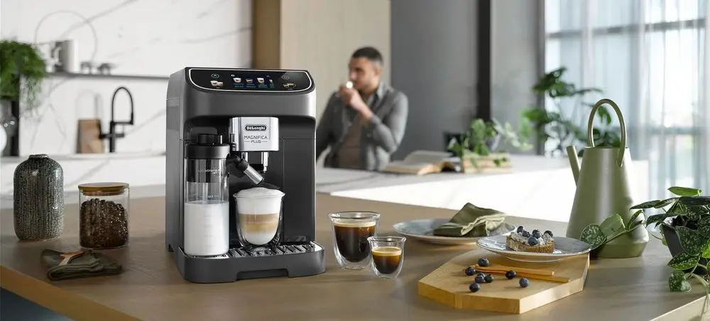 Grey Coffee Machine That Grinds Beans