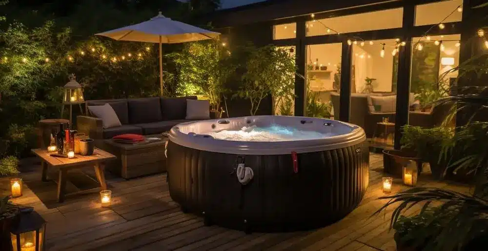 Blow Up Hot Tub On Wood Flooring