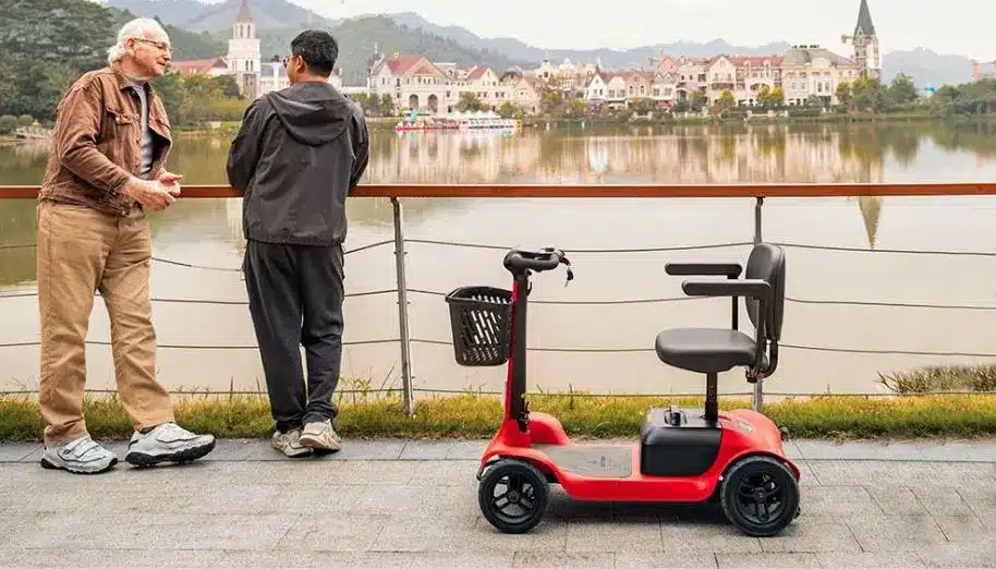 Handicap Motorised Scooter Beside Lake