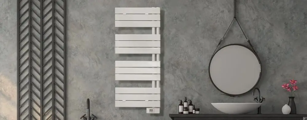 White Electric Heated Towel Rail And Sink