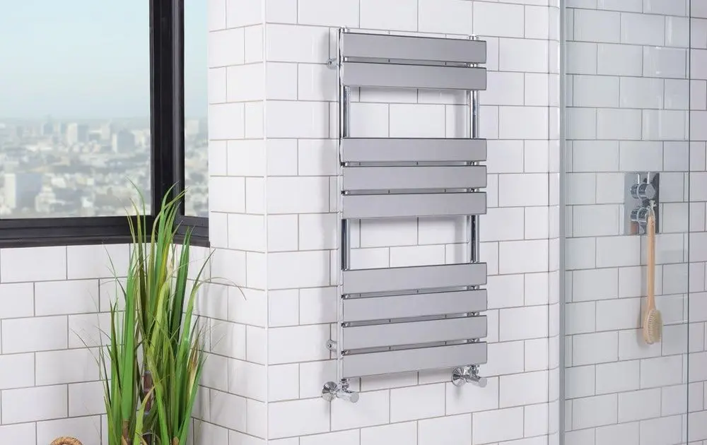 Stainless Steel Electric Towel Rail On White Wall