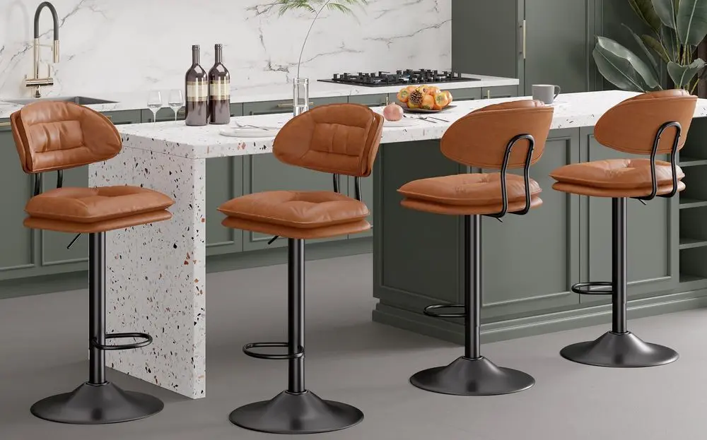 Bar Stool Chairs Red Leatherette