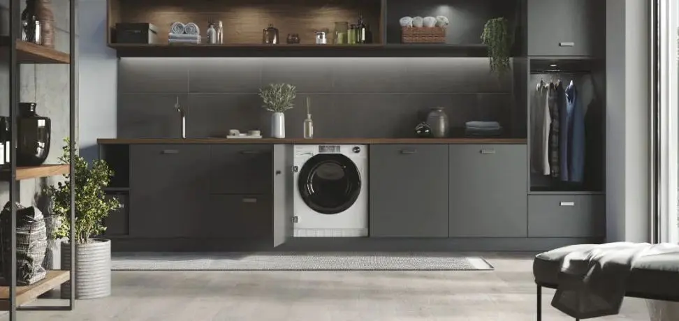 Small Washing Machine In Grey Cabinetry