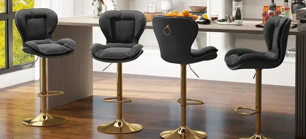 Modern Counter Height Swivel Chairs In Black