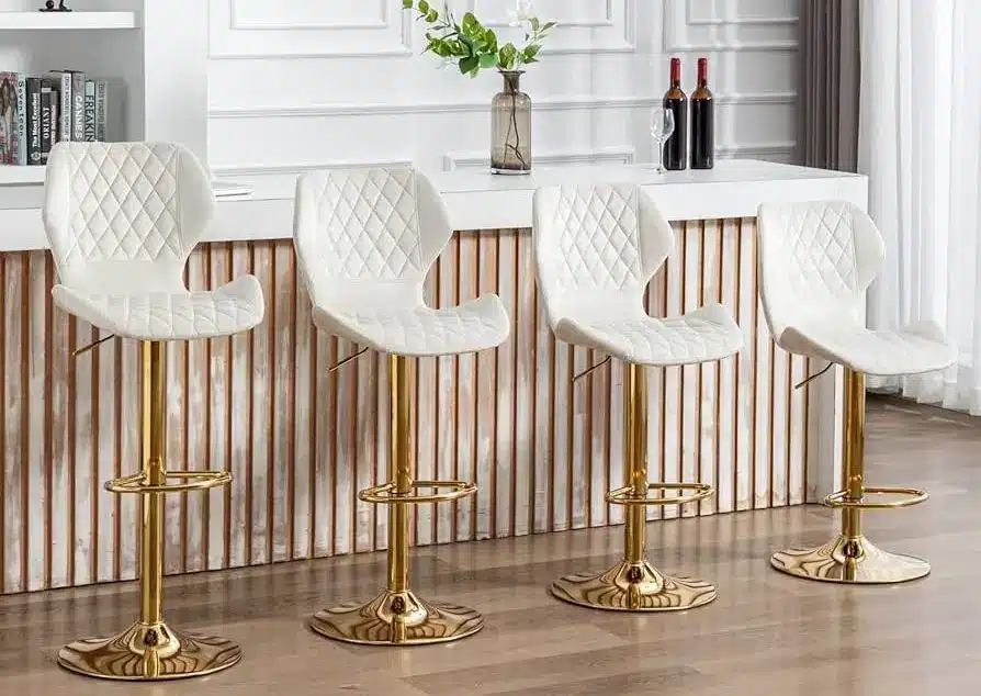 Modern Bar Stools With Backs & Gold Bases