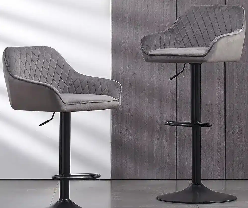 Ainpecca Velvet Fabric Swivel Bar Stools Black Base