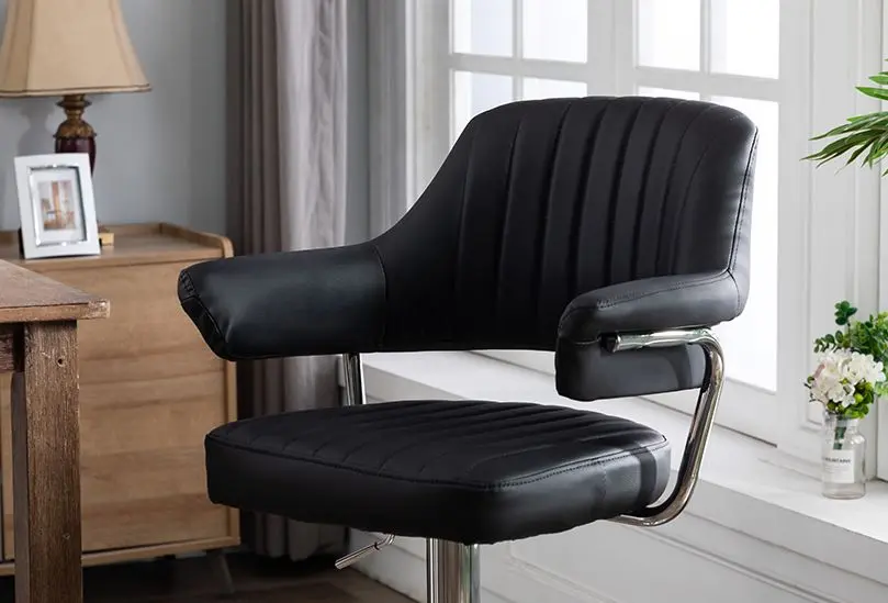 HNNHome Leather Breakfast Stool In Black