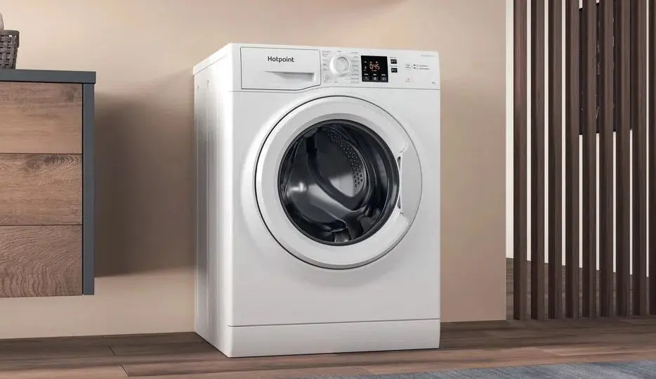 Hotpoint A+++ Washing Machine On Wooden Flooring