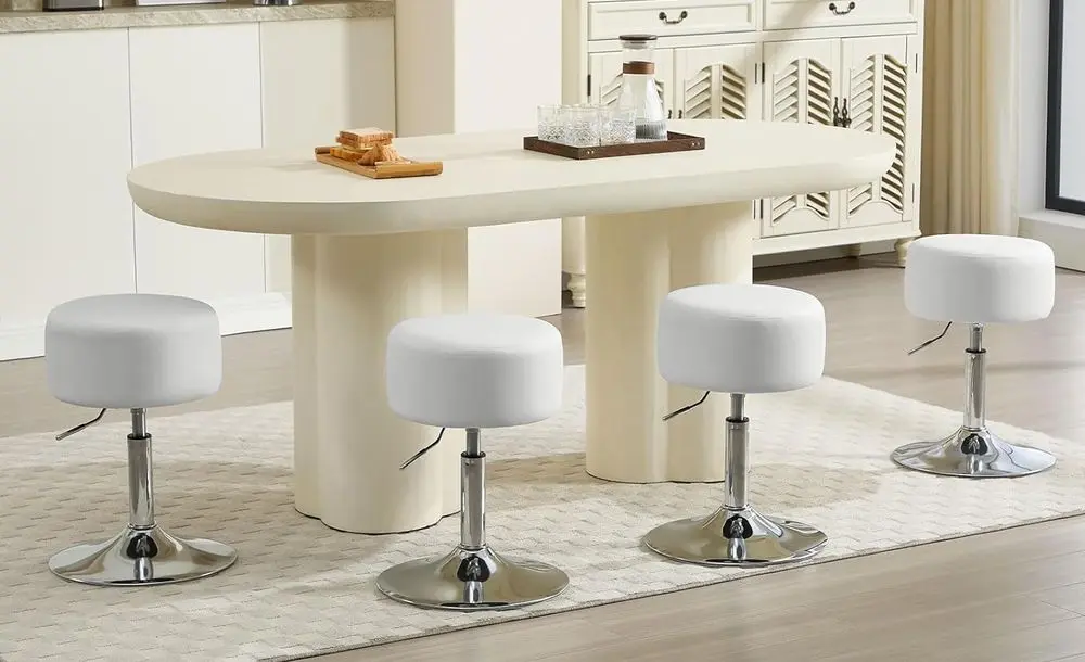 Woltu Bar Leather Bar Stools Chrome Base