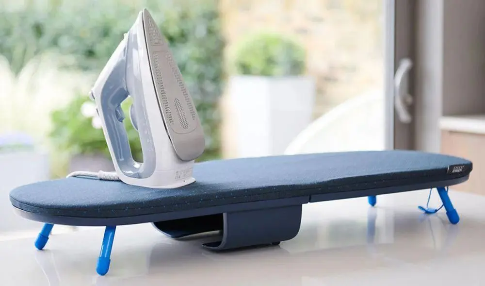 Foldable Table Top Ironing Board Blue Finish