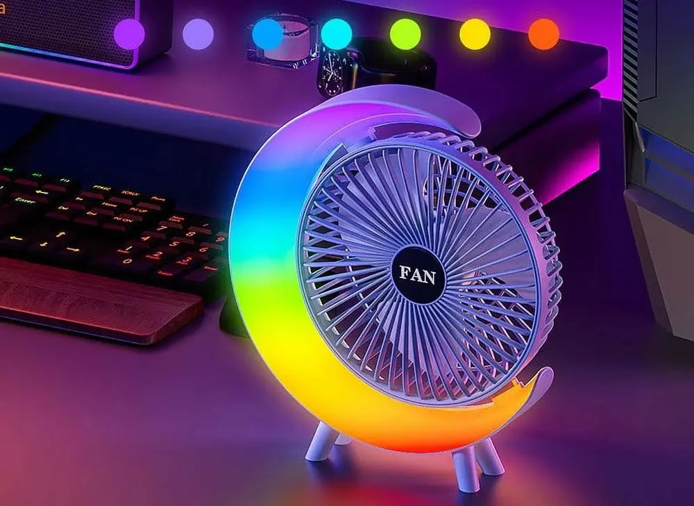 Powerful Desk Fan Withy LED Colours