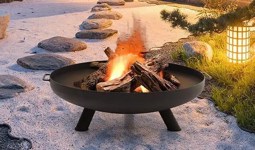 Outdoor Table Fire Bowl With Logs
