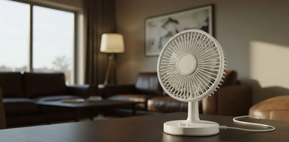 Noiseless Desk Fan In Living Space