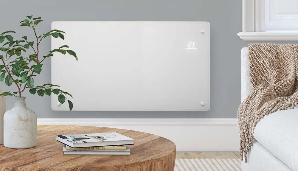 Wall Mounted White Glass Heater With Timer