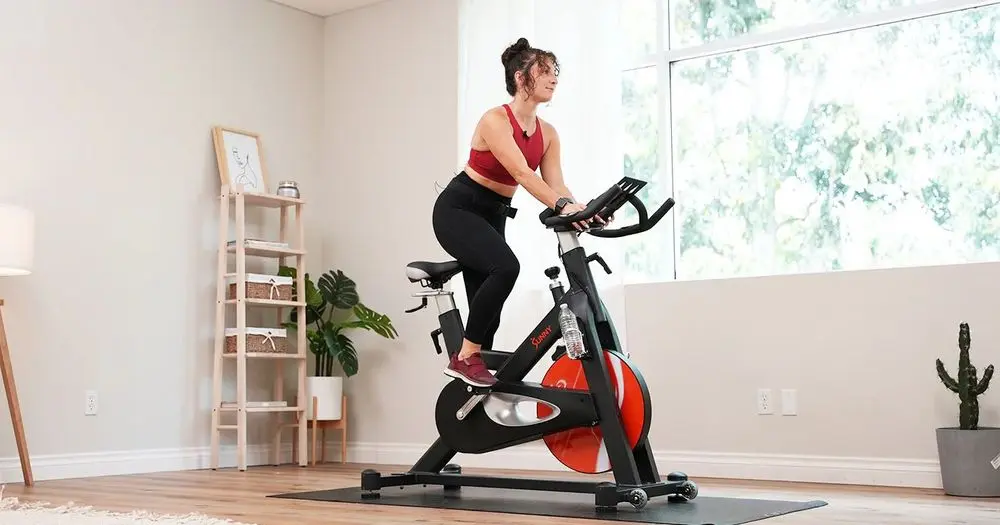 Girl on Bike Machine Trainer