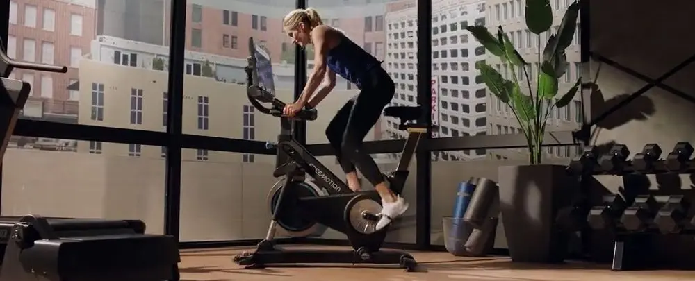 Indoor Bicycle Trainer On Rubber Mat