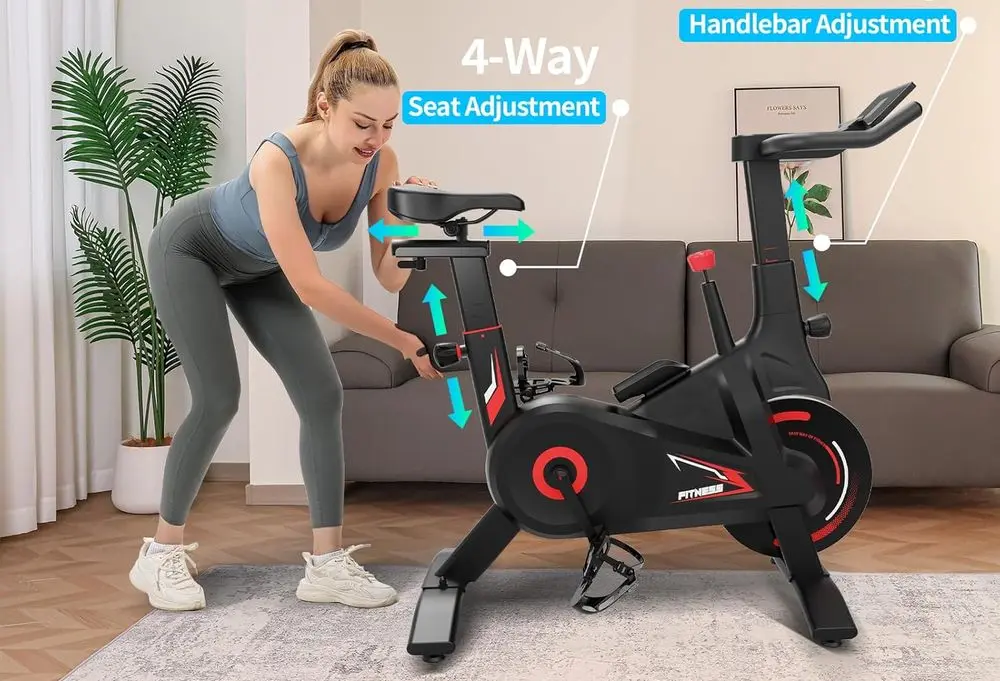 Bluearth Cycling Spin Bike In Red Black
