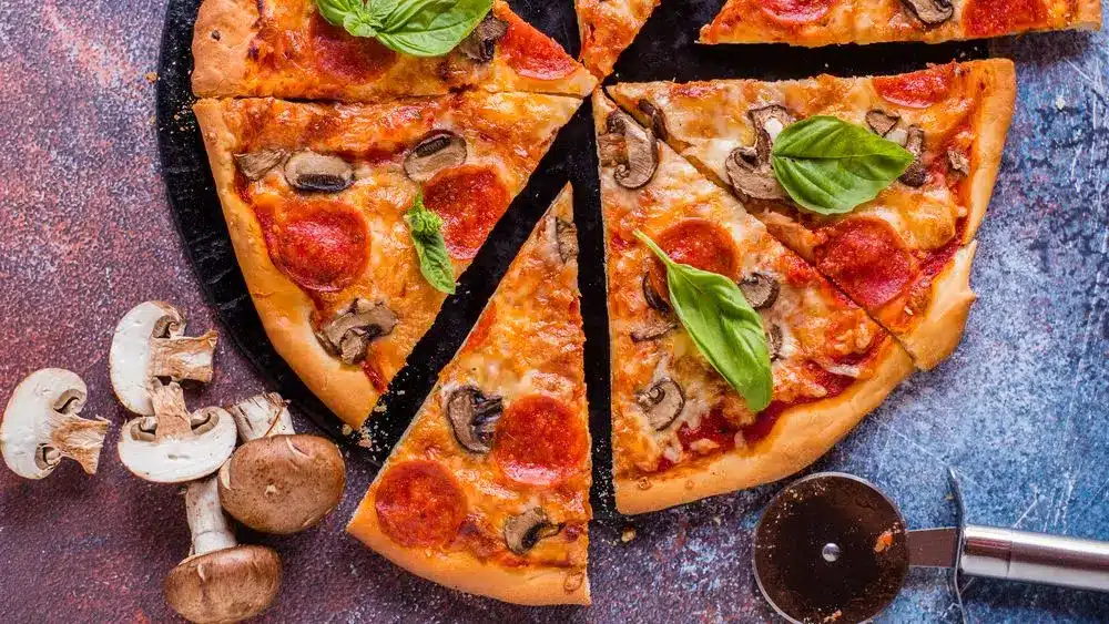 Pizza Sliced Perfectly In Kitchen