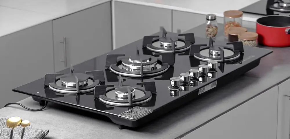 Gas On Glass Hob In Kitchen