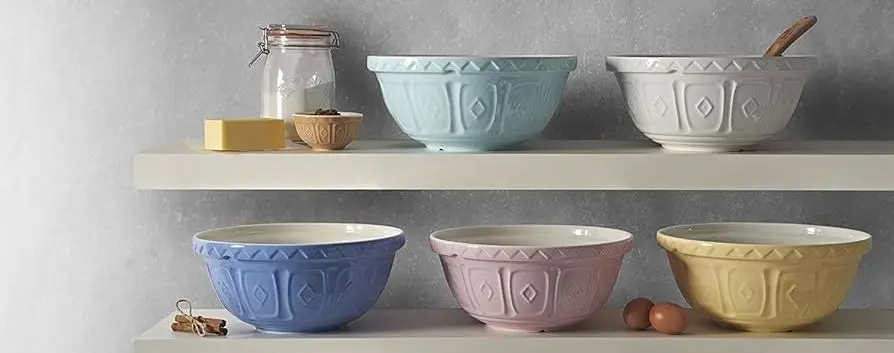 Ceramic Kitchen Bowls On Shelf