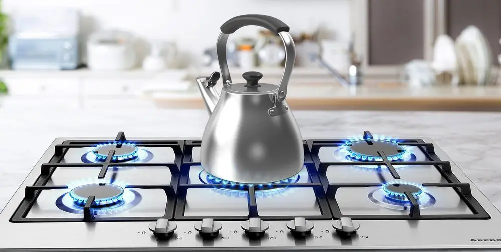 New Gas On Glass Hob 5 Burner Steel