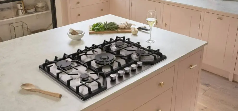 Glass Top Gas Hob In Bright Kitchen