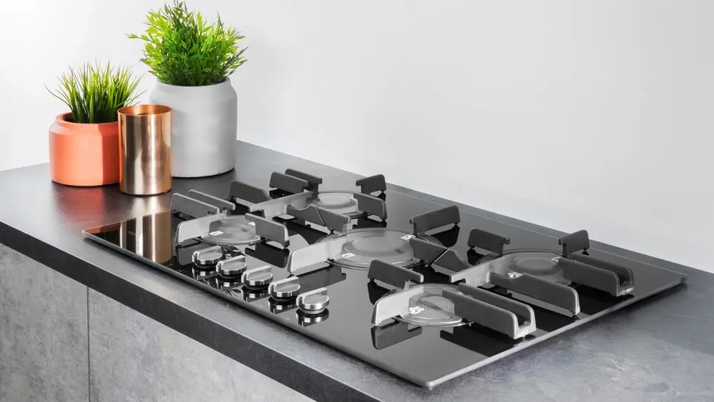 Glass Top Gas Hob On Grey Surface