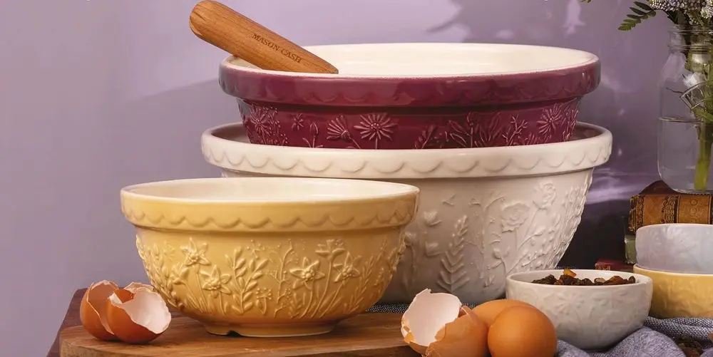 Stoneware Mixing Bowls With Food